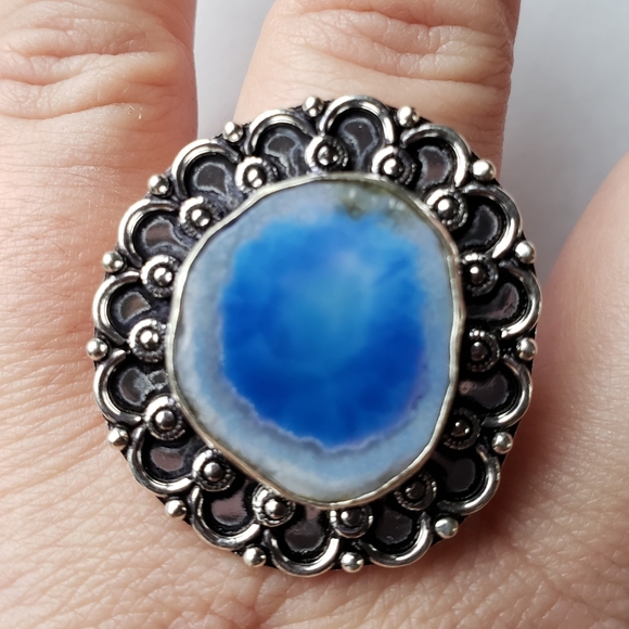 Silver Jeans Jewelry - Solar Quartz Handcrafted 925SS Ring 8.5